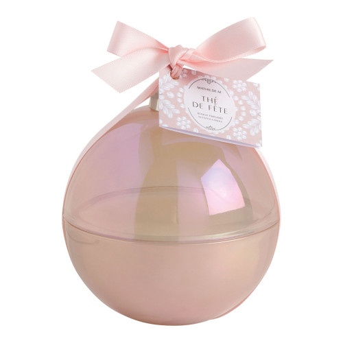 Bougie parfum�e Boule de No�l F�te Nacr�e 210 g - Th� de F�te