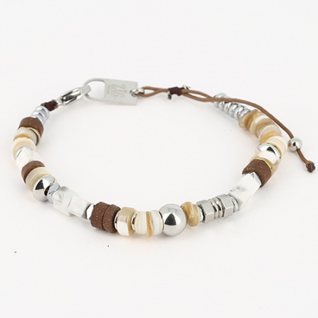 BRACELET - COURT - SHORT blanc et marron