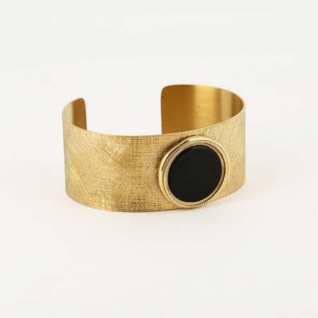 BRACELET - DORE noir - gold black - onyx noir