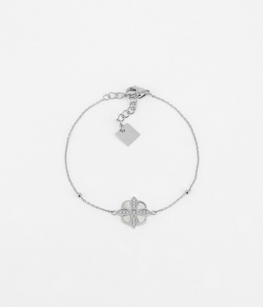 BRACELET  ACIER  zirconium+nacre