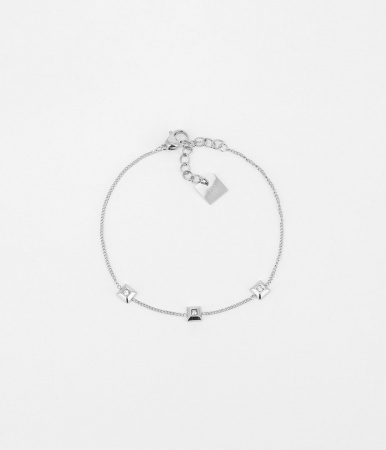 BRACELET  ACIER blanc  zirconium 15+3cm