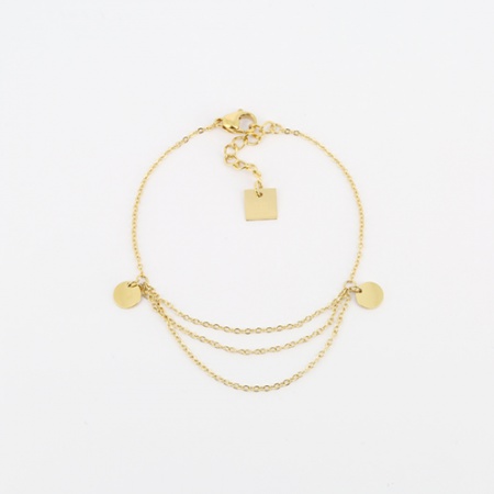 BRACELET -Doré - 2 sequins - 3 chainettes