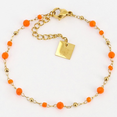 BRACELET  DORE  corail orange