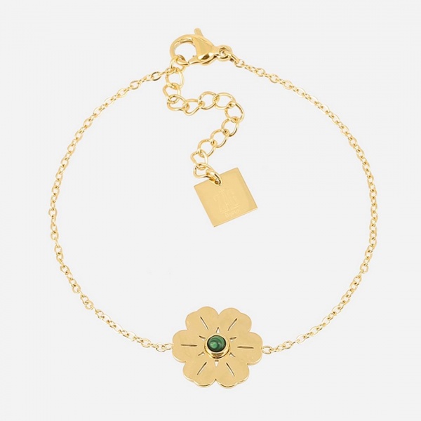 BRACELET  DORE vert     malachite