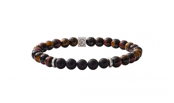 Bracelet 3 oeil (oeil de taureau, de tigre et de faucon) etagate noire d�poli 6mm