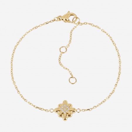 BRACELET-Acilia-ACIER DORE-15+3cm-zirconium sertis