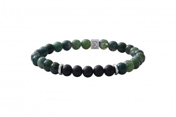 bracelet agate noire et agate mousse 6mm