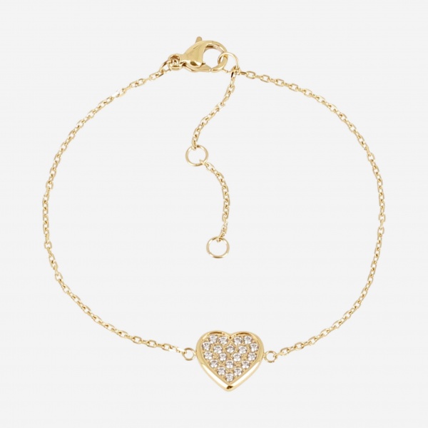 BRACELET-Aimee-ACIER DORE-15+3cm-zirconium sertis