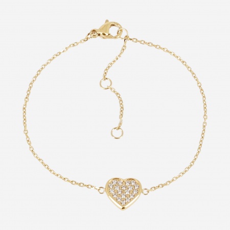 BRACELET-Aimee-ACIER DORE-15+3cm-zirconium sertis