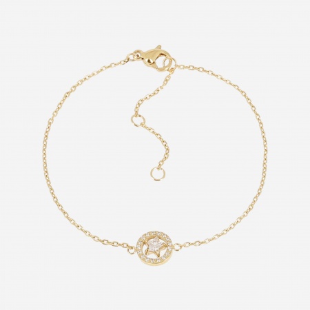 BRACELET-Alveria-ACIER DORE-15+3cm-zirconium sertis