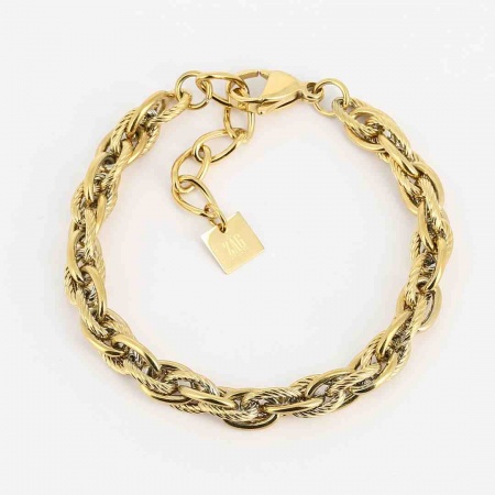BRACELET-Atlas-ACIER DORE-16+3cm