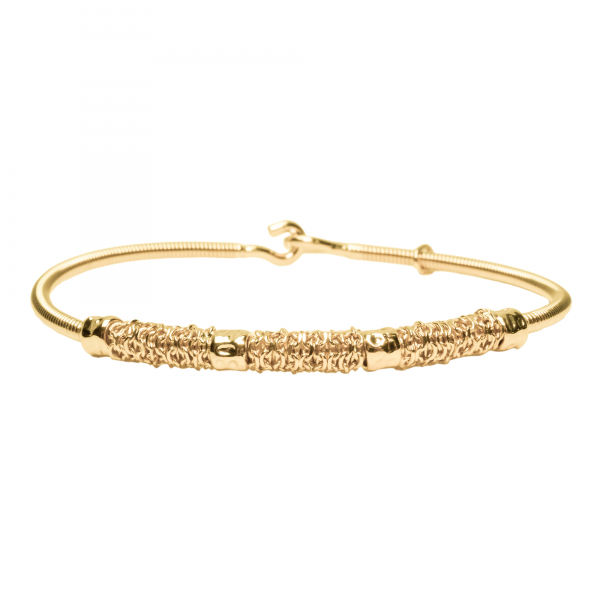 BRACELET CORDE DE BASSE CHAINE ET PERLES MARTELEES - Femme