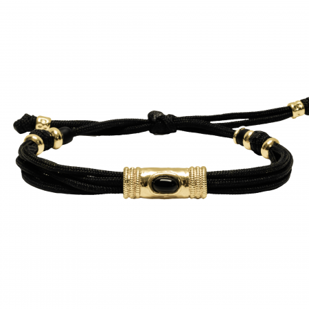 BRACELET CORDON DOUILLE MARTELÉE ET PIERRE NATURELLE POUR FEMME