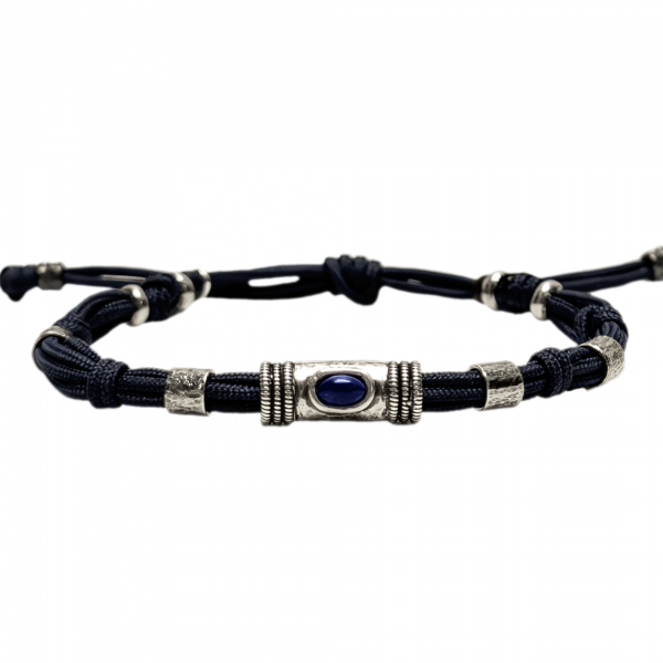 BRACELET CORDON DOUILLE MARTEL�E ET PIERRE NATURELLE POUR HOMME
