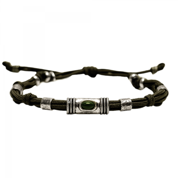 BRACELET CORDON DOUILLE MARTEL�E ET PIERRE NATURELLE POUR HOMME