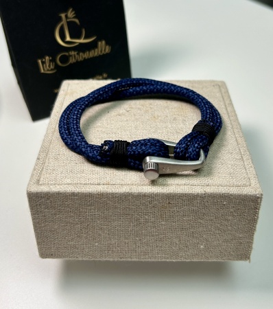 BRACELET CORDON ET ACIER BLEU