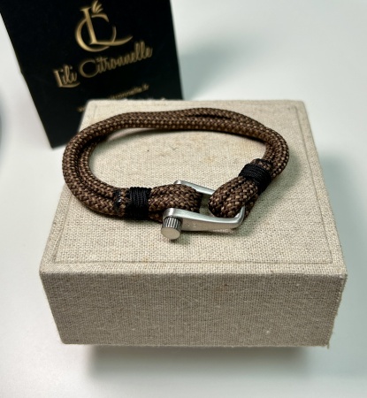 BRACELET CORDON ET ACIER MARRON