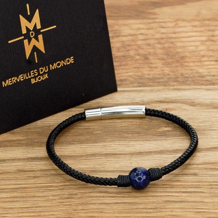 Bracelet cordon et pierre naturelle Lapis Lazuli