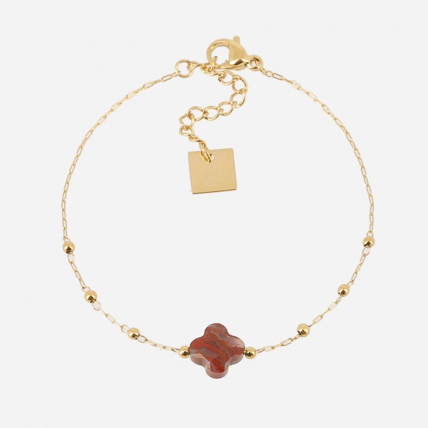 BRACELET COURT-ACIER DORE-Agate-15cm+3