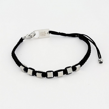 BRACELET COURT ACIER NOIR REGLABLE