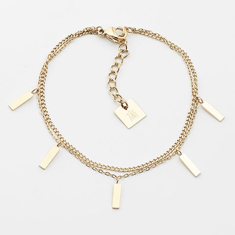 Bracelet dor� - Double rang avec rectangles en pampilles