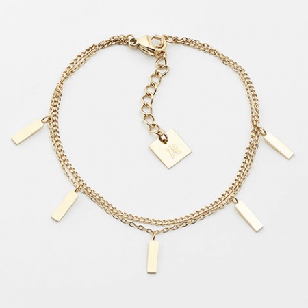 Bracelet doré - Double rang avec rectangles en pampilles