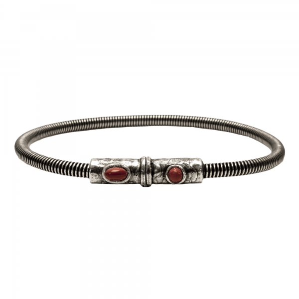 BRACELET EN CORDE DE BASSE BIG AVEC FERMOIR AIMANTE MARTELE ET PIERRES NATURELLES