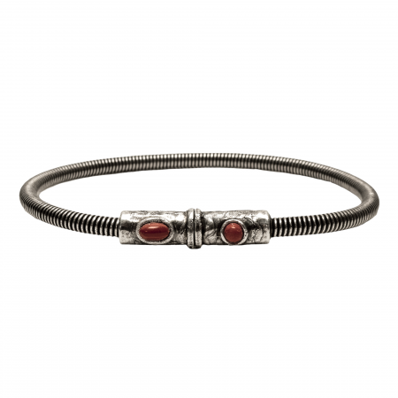 BRACELET EN CORDE DE BASSE BIG AVEC FERMOIR AIMANTE MARTELE ET PIERRES NATURELLES