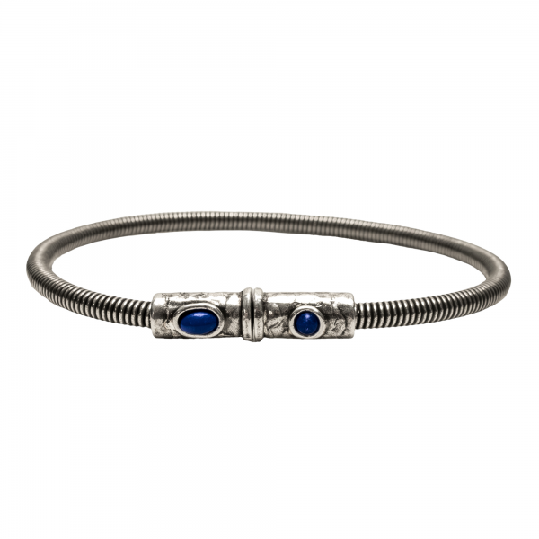 BRACELET EN CORDE DE BASSE BIG AVEC FERMOIR AIMANTE MARTELE ET PIERRES NATURELLES