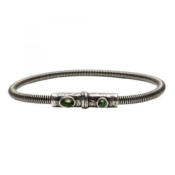 BRACELET EN CORDE DE BASSE BIG AVEC FERMOIR AIMANTE MARTELE ET PIERRES NATURELLES