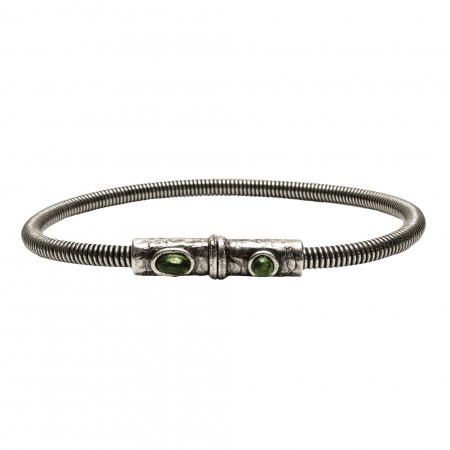 BRACELET EN CORDE DE BASSE BIG AVEC FERMOIR AIMANTE MARTELE ET PIERRES NATURELLES