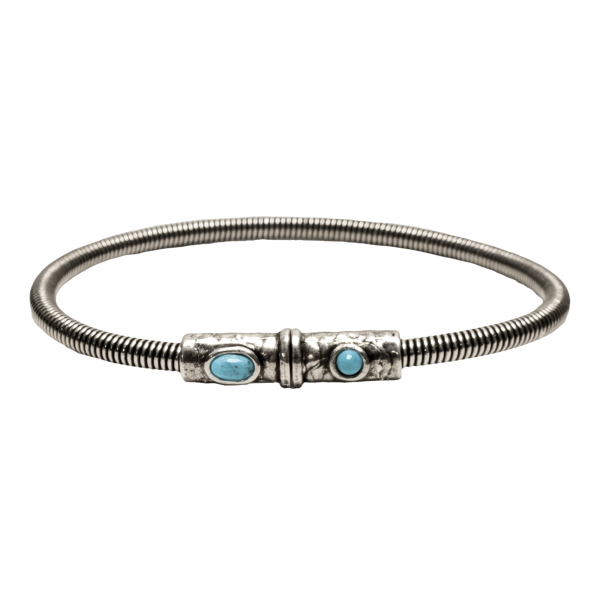 BRACELET EN CORDE DE BASSE BIG AVEC FERMOIR AIMANTE MARTELE ET PIERRES NATURELLES