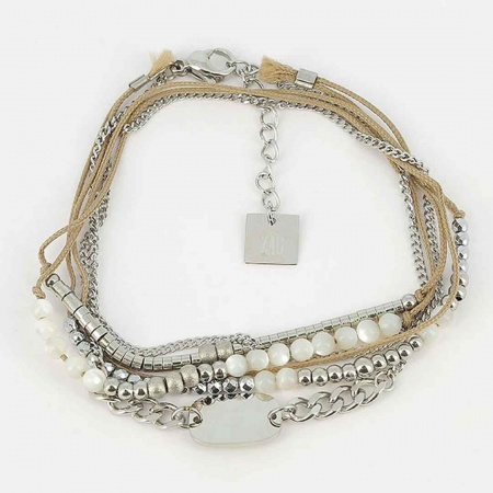 BRACELET Esi ACIER nacre 2 rangs