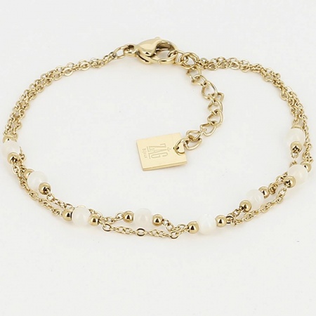BRACELET Falls ACIER DORE nacre blanche 15+3cm