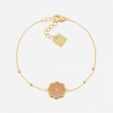 BRACELET Fiore ACIER DORE pierre de soleil 15+3cm p:12mm