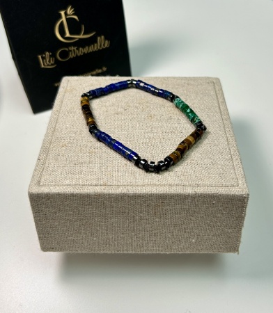 BRACELET HOMME BLEU (bleu dominant + marron et vert)