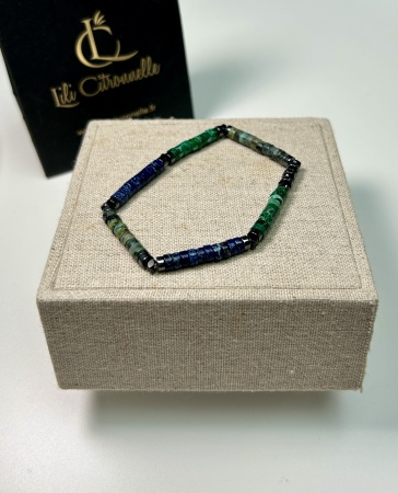 BRACELET HOMME VERT(vert dominant + bleu et jade)