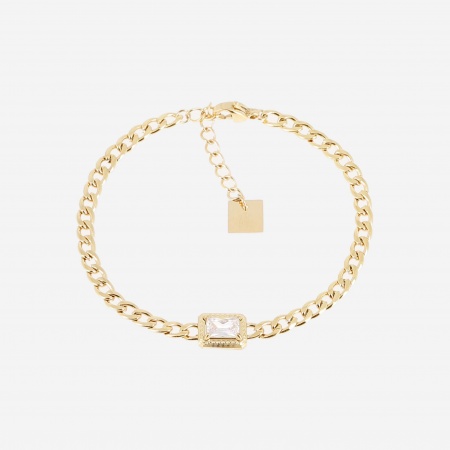BRACELET Inara ACIER DORE zirconium sertis 15+3cm