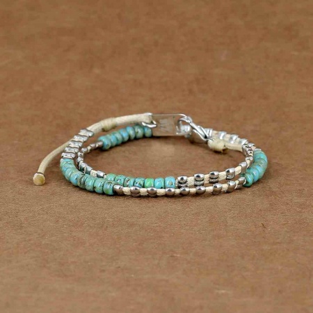 BRACELET Joan ACIER Perles de miyuki 2 tours reglable