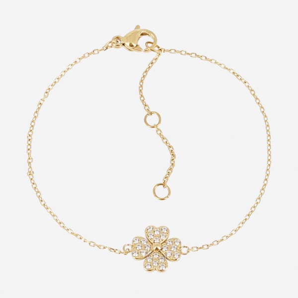 BRACELET-Kikai-ACIER DORE-15+3cm-zirconium sertis