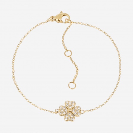 BRACELET-Kikai-ACIER DORE-15+3cm-zirconium sertis