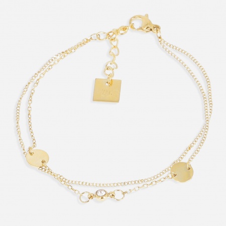 BRACELET Leona ACIER DORE zirconium 15+3cm d:7mm