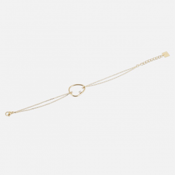BRACELET Lueur ACIER DORE zirconium 15+3cm