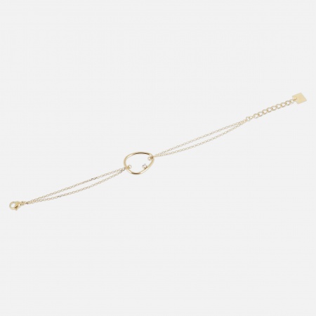 BRACELET Lueur ACIER DORE zirconium 15+3cm