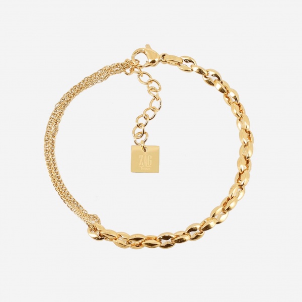 BRACELET-MAILLON-ACIER DORE-15+3cm