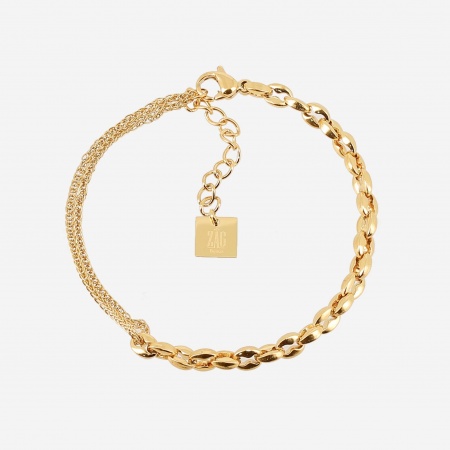 BRACELET-MAILLON-ACIER DORE-15+3cm