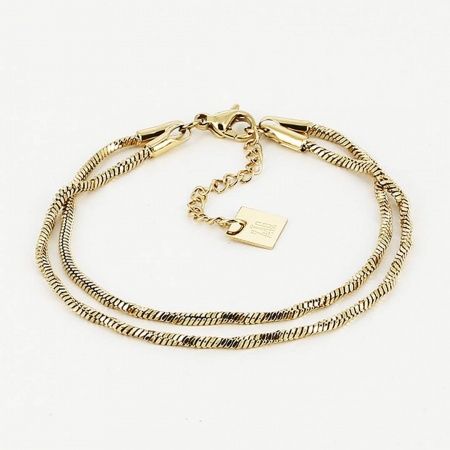 BRACELET MULTI-ACIER DORE-16+3cm