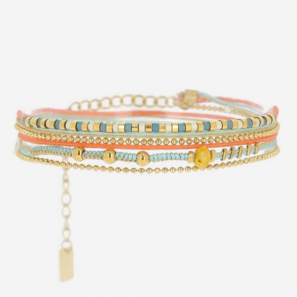 BRACELET MULTI ACIER DORE 2 tours reglable