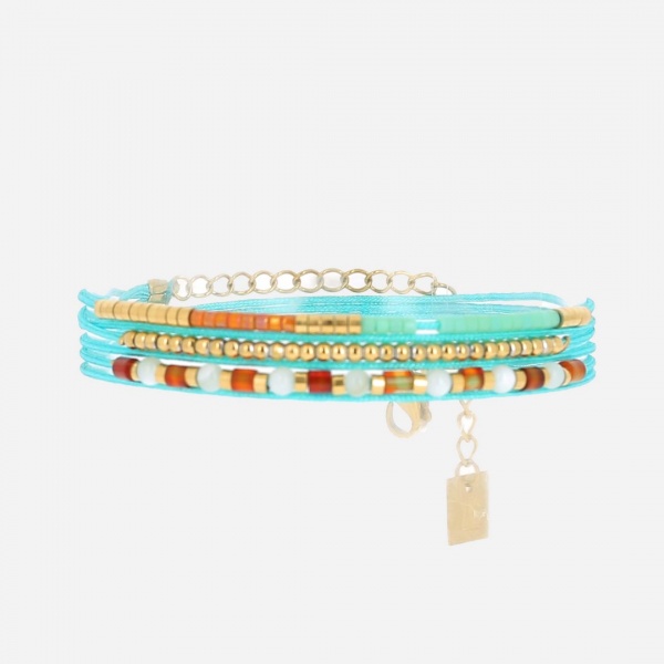 BRACELET MULTI ACIER DORE 2 tours reglable
