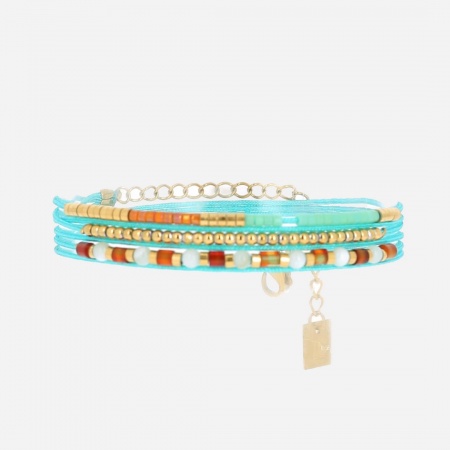 BRACELET MULTI ACIER DORE 2 tours reglable